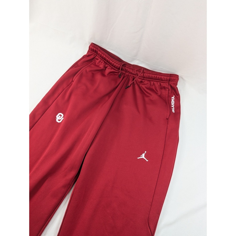 Oklahoma University Sooners Jordan Joggers‎ Sweatpants Large Wide Red Basketball